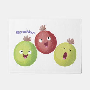 Cute gooseberry trio singing cartoon doormat