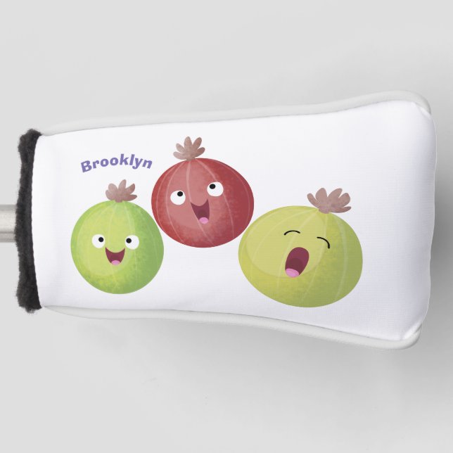 Cute gooseberry trio singing cartoon golf head cover (Front)