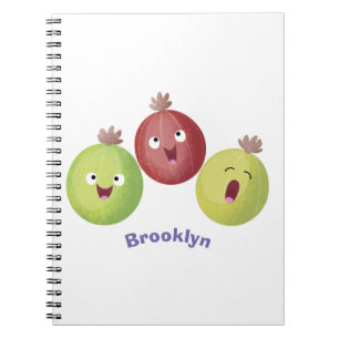 Cute gooseberry trio singing cartoon notebook