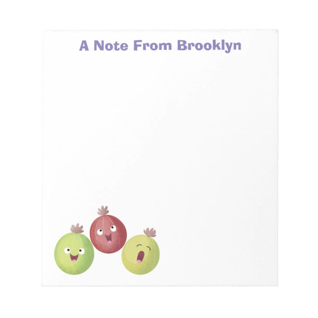 Cute gooseberry trio singing cartoon notepad (Front)