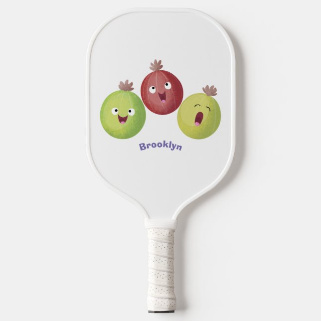 Cute gooseberry trio singing cartoon pickleball paddle (Front)