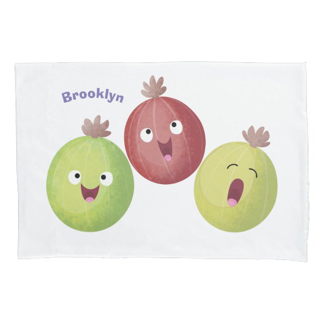 Cute gooseberry trio singing cartoon pillowcase (Front)