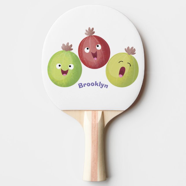 Cute gooseberry trio singing cartoon ping pong paddle (Front)