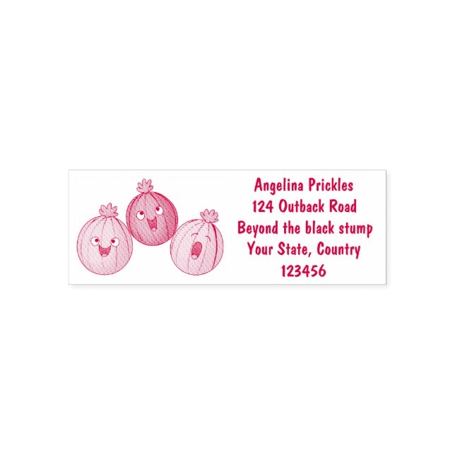 Cute gooseberry trio singing cartoon self-inking stamp (Design)