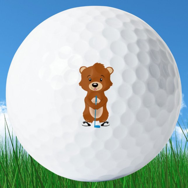 Cute Gopher Holding Golf Club Golf Balls (Creator Uploaded)