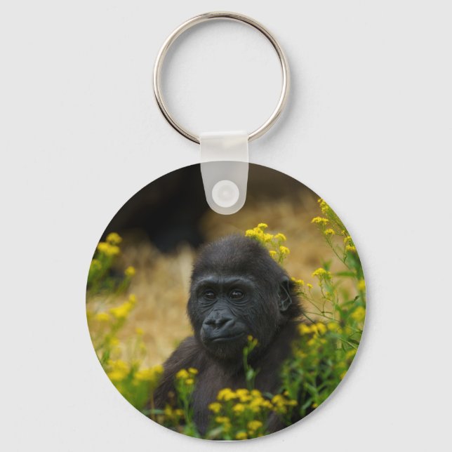 Cute Gorilla Baby Key Ring (Front)