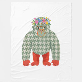 Cute Gorilla Flower Crown Blanket