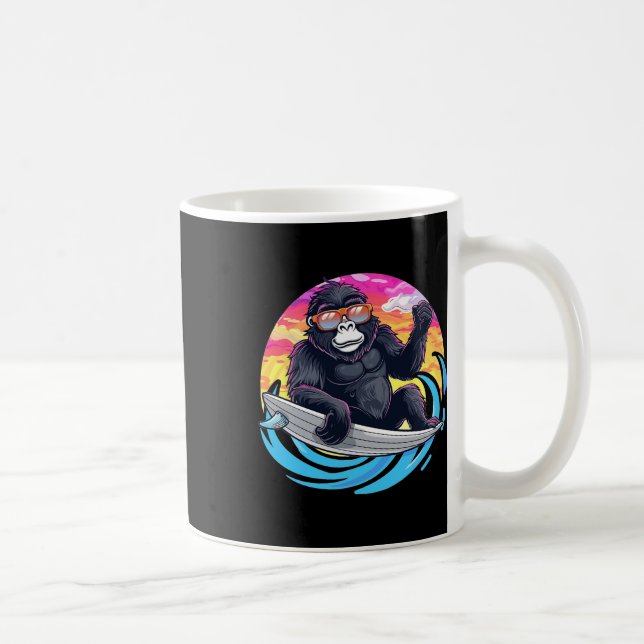 Cute Gorilla Surfing  Coffee Mug (Right)