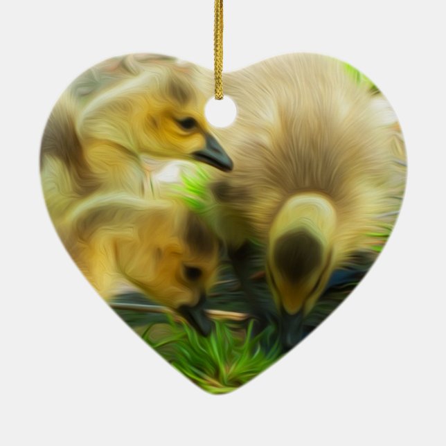 Cute Gosling Ceramic Ornament (Back)