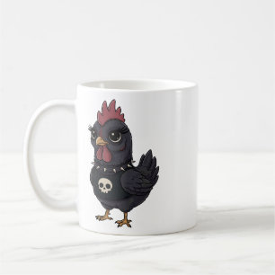 Cute Goth Chicken Emo Punk Rock Farm Animal Skull Coffee Mug