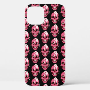 Cute Goth Funny Pink Skull Pattern iPhone 12 Case