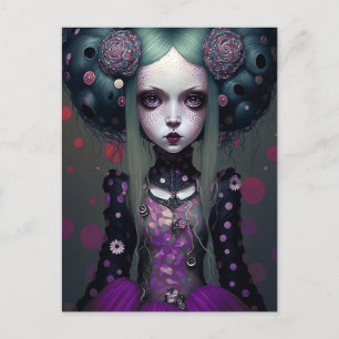 Cute Goth Girl Purple Black Fantasy Art Postcard