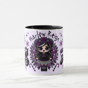 Cute Goth Girl Purple & Black Gothic Christmas Mug