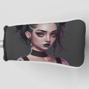 Cute Goth Girl with Buns and Tattoos Golf Head Cover