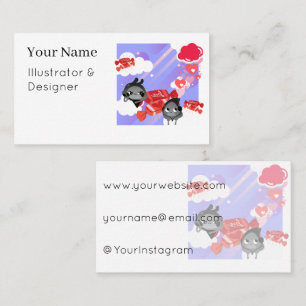 Cute Goth-Lite Chibi Monsters with Love Candy Business Card