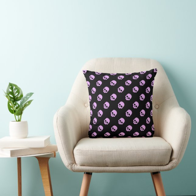 Cute Goth Pink Skulls Cushion (Chair)