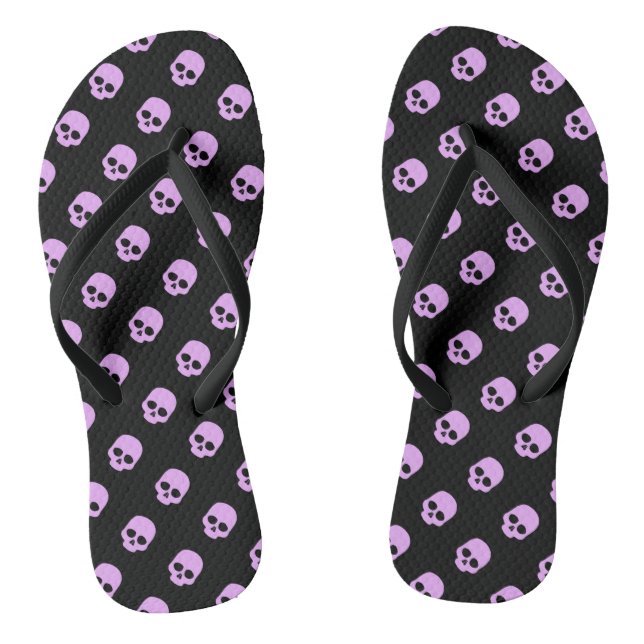 Cute Goth Pink Skulls Thongs (Footbed)