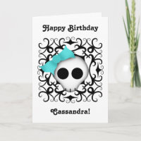 Cute Goth skull with blue bow
