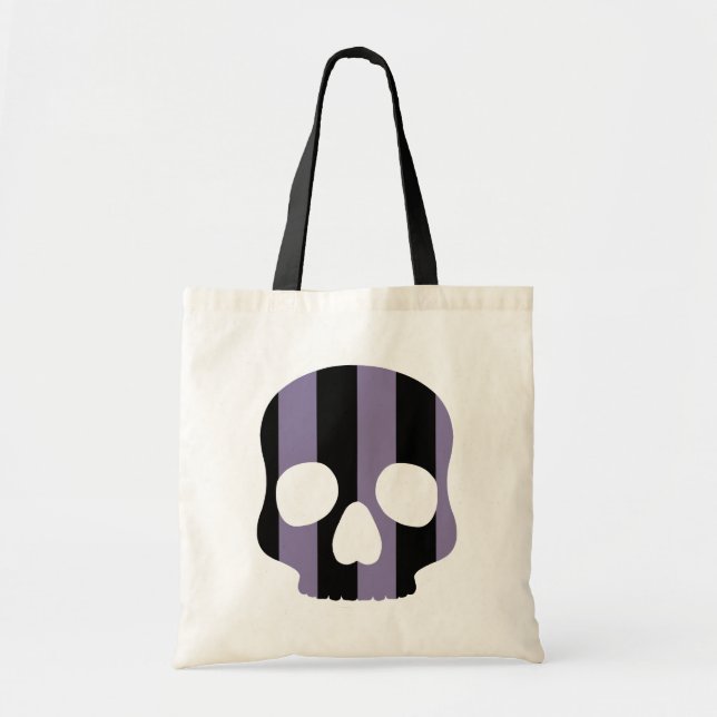 Cute goth striped skull tote bag (Front)