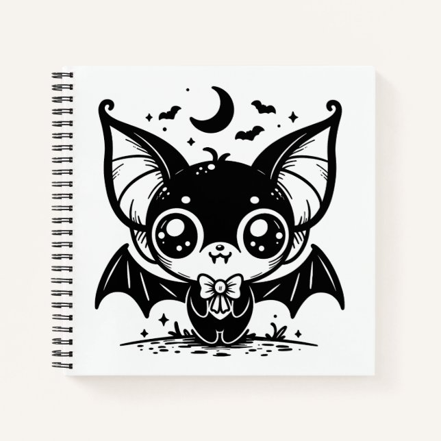 Cute Goth Vampire Bat Spooky Kawaii Notebook (Front)
