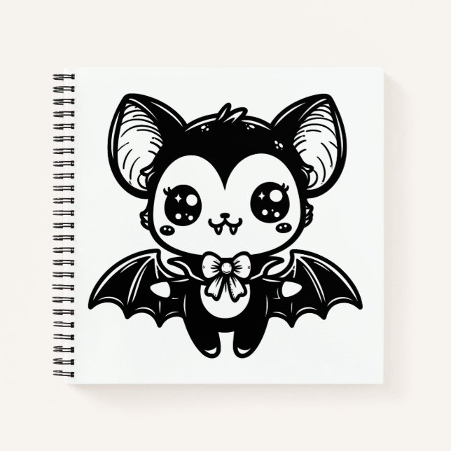 Cute Goth Vampire Bat Spooky Kawaii Notebook (Front)