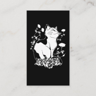 Cute Gothic Cat Roses Pastel Goth Kitten Business Card