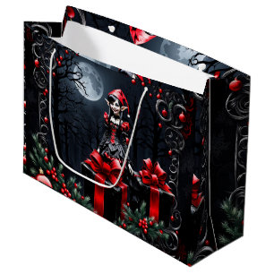 Cute Gothic Christmas Elf. Large Gift Bag