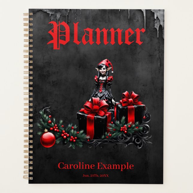 Cute Gothic Christmas Elf.  Planner (Front)
