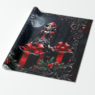 Cute Gothic Christmas Elf. Wrapping Paper