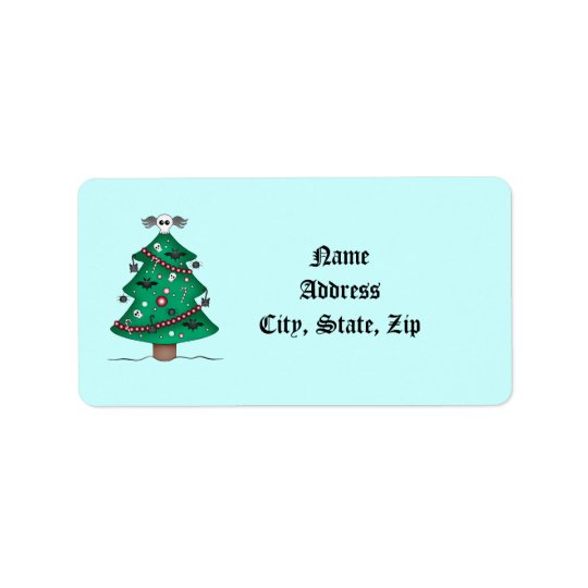 Cute gothic Christmas tree thank you Address Label
