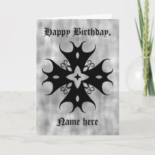 Cute gothic cross on grey birthday to personalise card