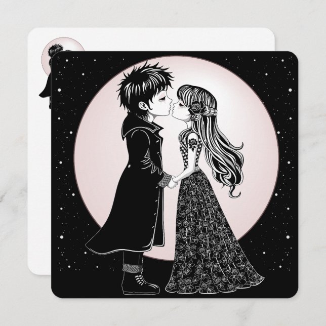 Cute Gothic Emo Kids Kiss Valentine's Day  (Front/Back)