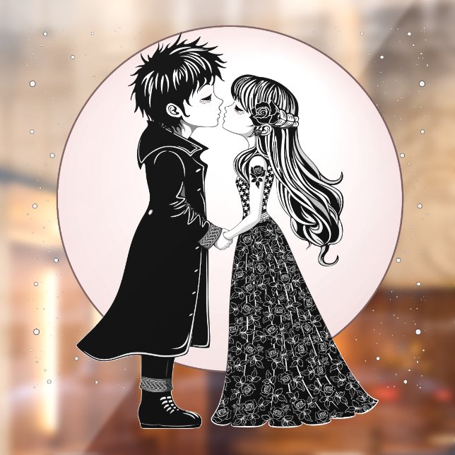 Cute Gothic Emo Kids Kiss Valentine's Day  (Sheet 2)