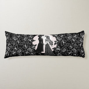 Cute Gothic Emo Kids Kiss Valentine's Day Body Cushion
