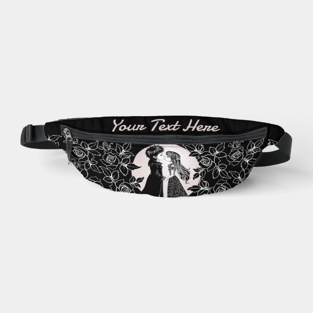 Cute Gothic Emo Kids Kiss Valentine's Day  Bum Bags (Front)