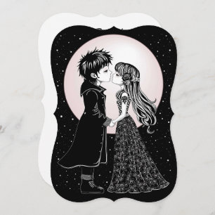 Cute Gothic Emo Kids Kiss Valentine's Day  Card