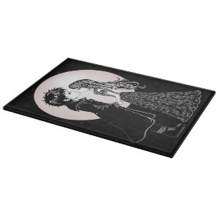 Cute Gothic Emo Kids Kiss Valentine's Day Cutting Board