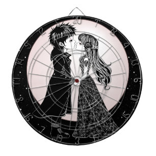 Cute Gothic Emo Kids Kiss Valentine's Day Dartboard