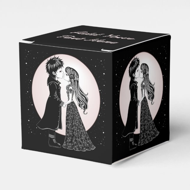 Cute Gothic Emo Kids Kiss Valentine's Day  Favour Box (Front Side)