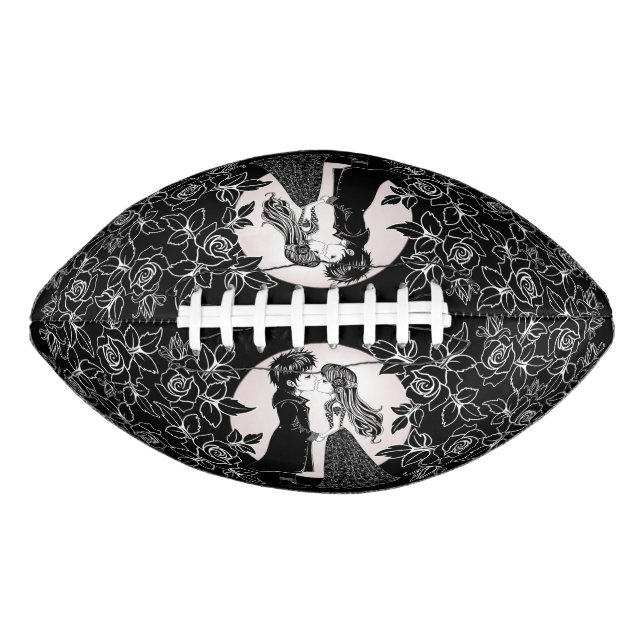 Cute Gothic Emo Kids Kiss Valentine's Day  Football (Front)