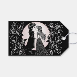 Cute Gothic Emo Kids Kiss Valentine's Day Gift Tags