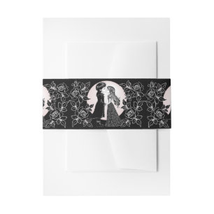 Cute Gothic Emo Kids Kiss Valentine's Day  Invitation Belly Band