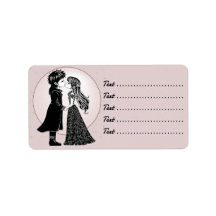 Cute Gothic Emo Kids Kiss Valentine's Day  Label