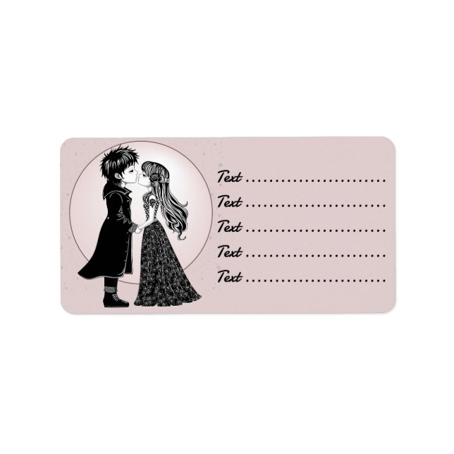 Cute Gothic Emo Kids Kiss Valentine's Day  Label (Front)