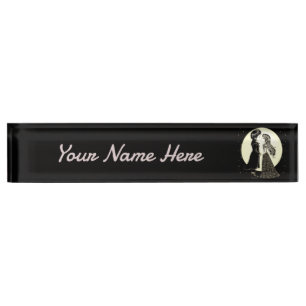 Cute Gothic Emo Kids Kiss Valentine's Day Nameplate