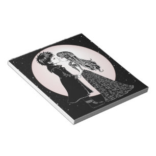 Cute Gothic Emo Kids Kiss Valentine's Day  Notepad
