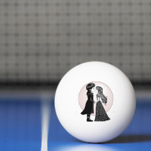 Cute Gothic Emo Kids Kiss Valentine's Day  Ping Pong Ball