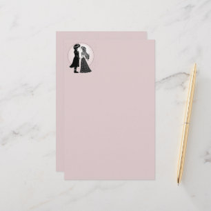 Cute Gothic Emo Kids Kiss Valentine's Day Stationery
