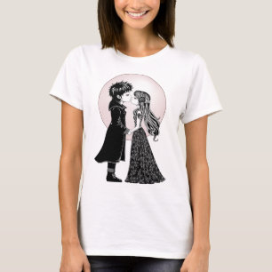 Cute Gothic Emo Kids Kiss Valentine's Day  T-Shirt