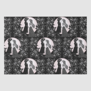 Cute Gothic Emo Kids Kiss Valentine's Day Tissue Paper